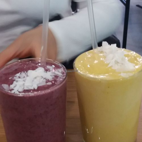 Berry and mango smoothies at Shift Eatery in Surry Hills