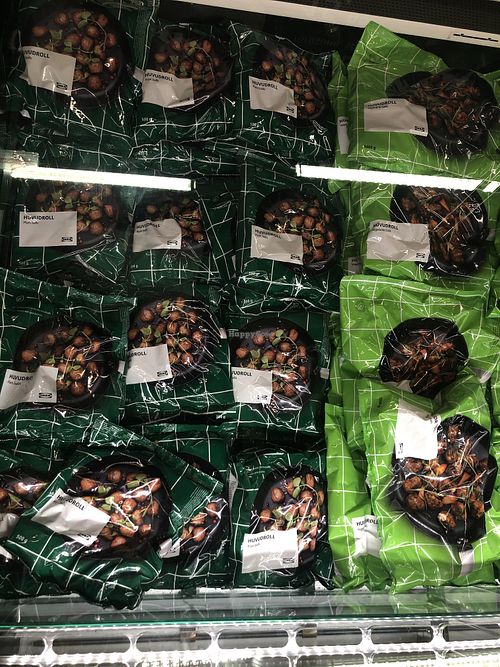 two types of vegan meatballs  at IKEA in Warsaw