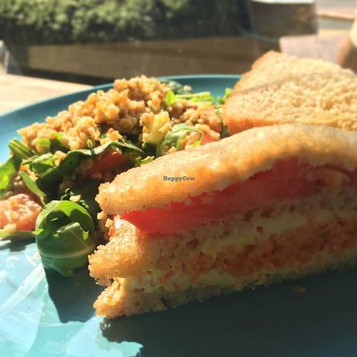 Vegan and gluten free - Toast with hummus, pickled tomato and carrot at The Wilds in North London