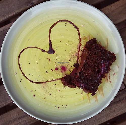 Vegan chocolate and raspberry cake at The Wilds in North London