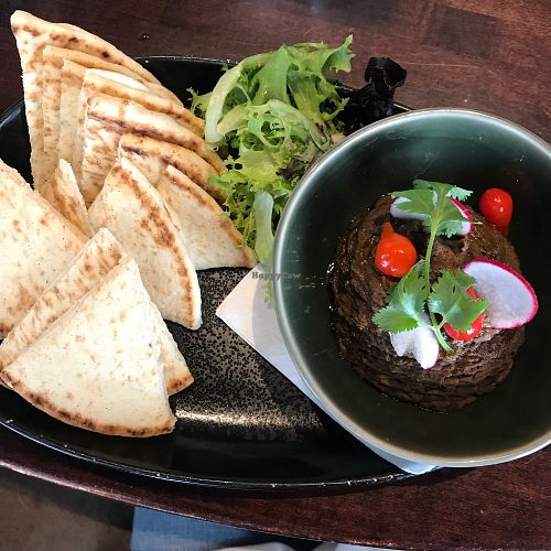 Black bean hummus with pita at Lighthouse Grill in Edgartown