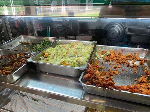 Buffet - fried stuff, cabbage and mock items
Photo by Henry Lau aka Mr Purple at Pong Tian Vegetarian  in Central Singapore
