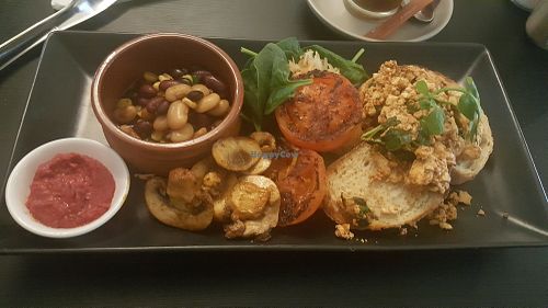 Vegan breakfast (from their menu). Baked beans were amazing! at Kibbi's in Christies Beach