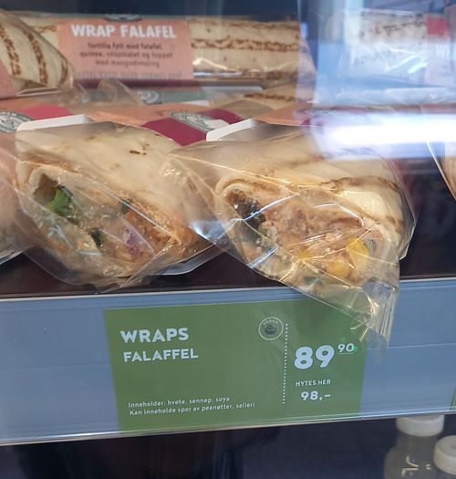 vegan falafel wrap at Deli de Luca - Karl Johansgate in Oslo