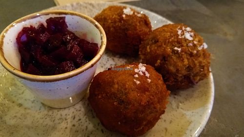 Wild mushroom & pearl barley arancini at Elnecot in Manchester