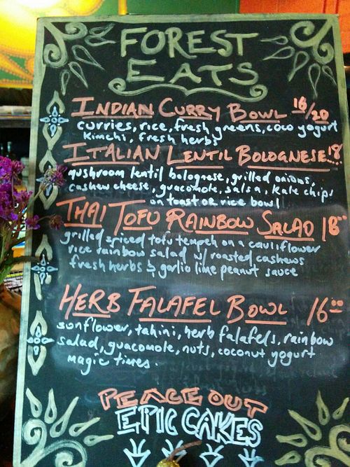 menu at Forest Eats in Kiama