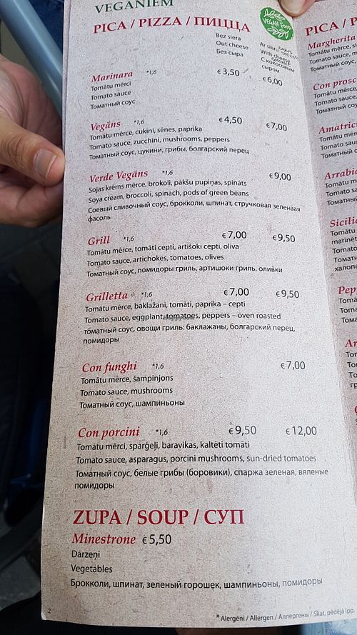 Vegan menu at L'Acquerello in Riga