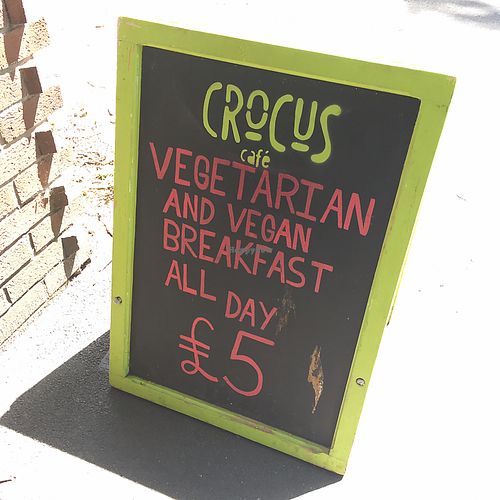 crocus sign board  at Crocus Cafe in Nottingham
