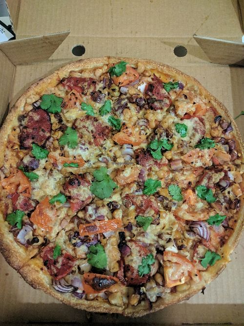 Farmer's market with vegan cheese  at Pizza Max in West Melbourne