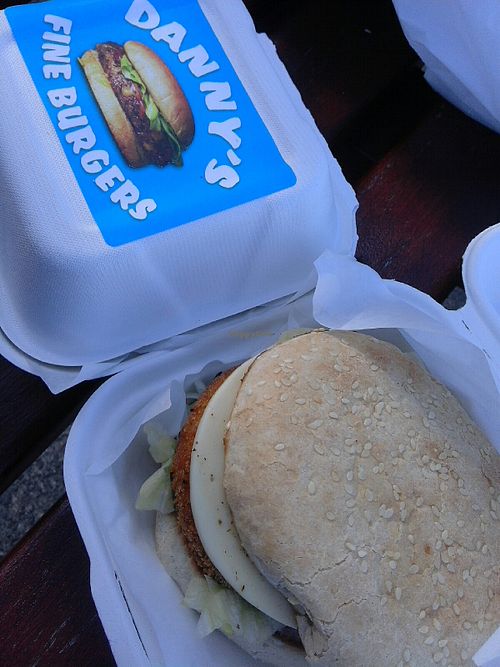 Vegan chickenburger at Danny's Fine Burgers in Ramsey