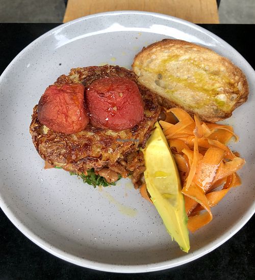 Hash brown with sourdough toast (+$3 for the slice of toast) at Grown in West End