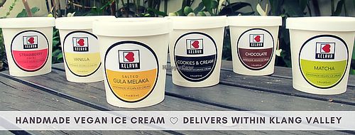 Our 6 current flavors are 1) Vanilla, 2) Chocolate, 3) Strawberry Swirl. 4) Cookies & Cream, 5) Matcha, 6) Salted Gula Melaka at Kelava Vegan Ice Cream in Kuala Lumpur