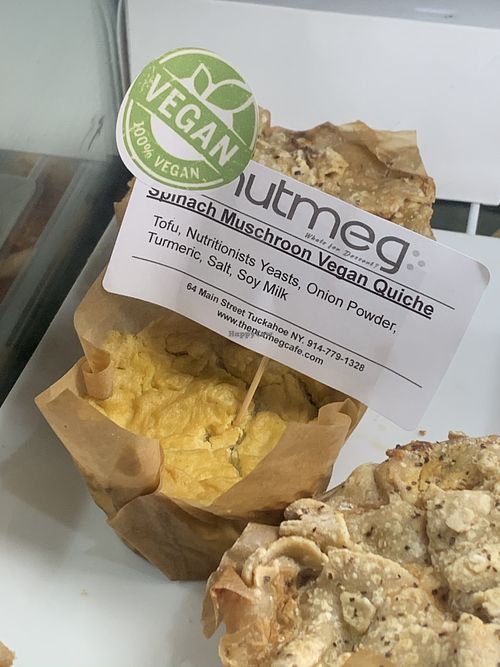 Vegan quiche at Nutmeg Cafe in Tuckahoe