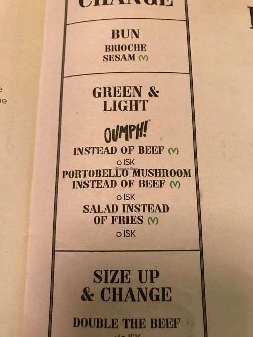 Menu at Hamborgarafabrikkan in Reykjavik