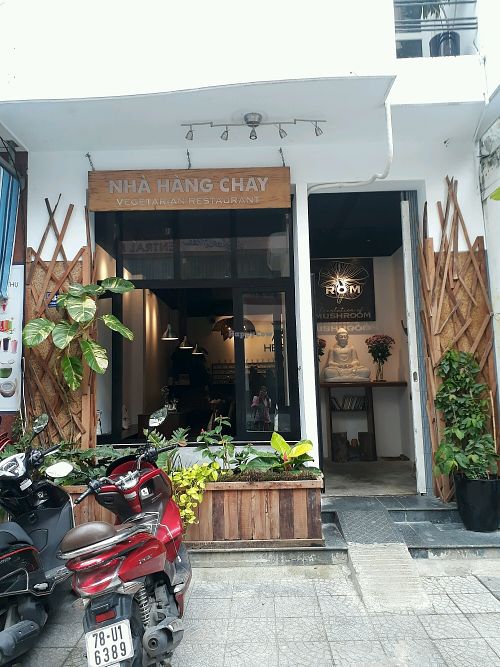 From the outside at ROM Vegetarian Restaurant in Da Nang