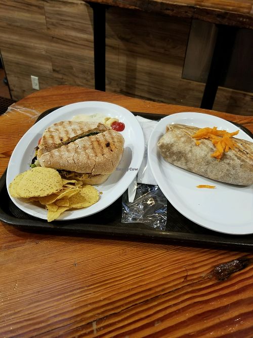 chickpea burger, and burrito. at Pick & Eat in New York City