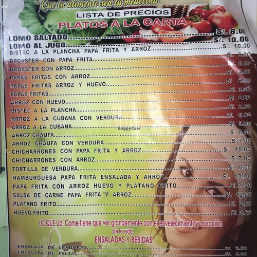 menu1 at Vegetarian Club in Cajamarca