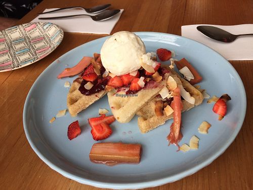 Vegan waffles at Tootsie Roller in Fitzroy North