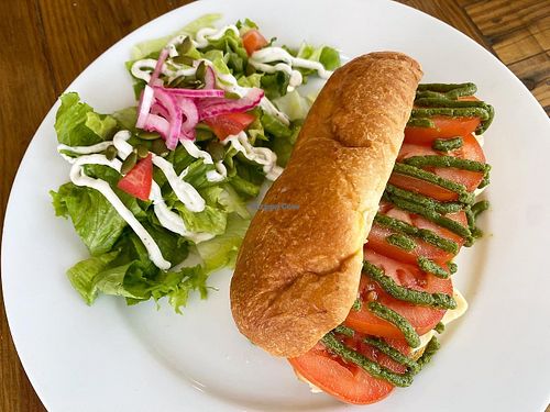 Sandwich and salad at Two Dollar Radio Headquarters in Columbus