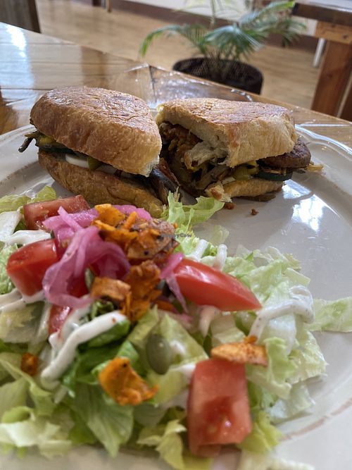 Sandwich and Salad at Two Dollar Radio Headquarters in Columbus