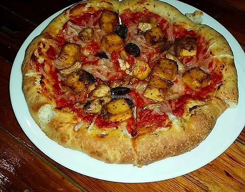The Ms.VeganColumbus pizza at Two Dollar Radio Headquarters in Columbus
