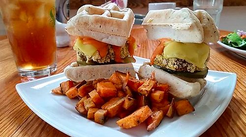 Waffel sandwich at Two Dollar Radio Headquarters in Columbus