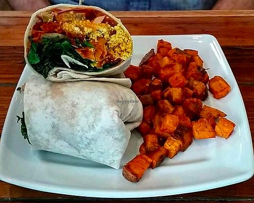Wrap and sweet potatoes  at Two Dollar Radio Headquarters in Columbus