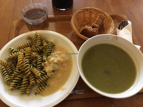 Green tea, bread, soup, pasta and favs beans for €10 at Club Centro Macrobiotico in Milan