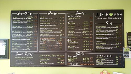Menu at Sunshine Cafe & Juicery in Mt Juliet