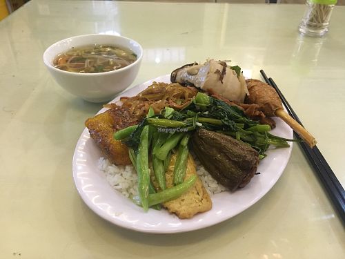 67.000d for this DIY plate soup and tea at Giac Duyen in Ho Chi Minh City