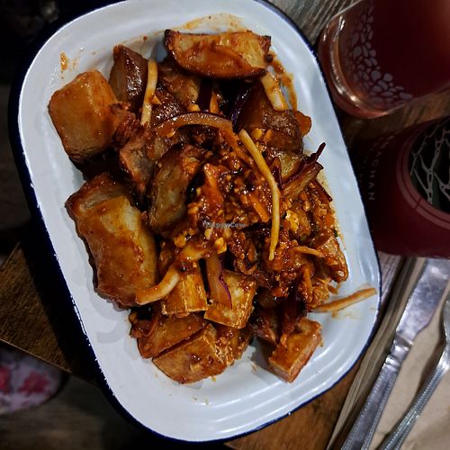 Peanut furikake bbq with tofu at Redmond's in Glasgow