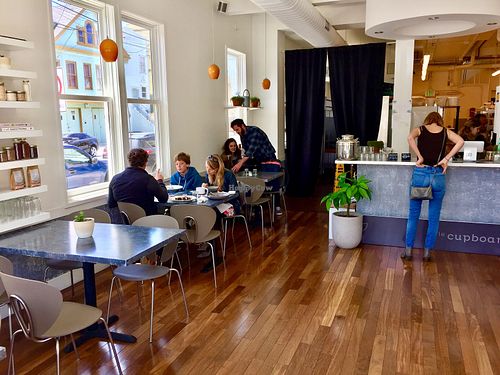 Cozy, lots of sunlight, newly remodeled interior with about 10 tables. at leCupboard Cafe in San Francisco