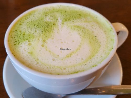 Matcha latte at Beetroot Sauvage in Edinburgh