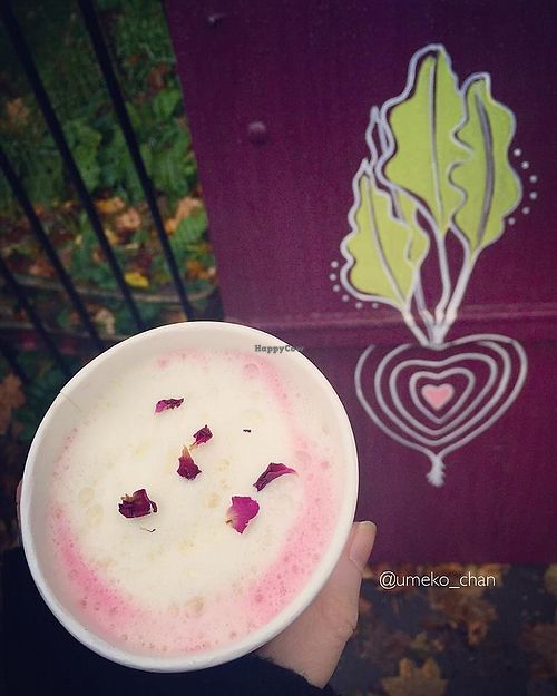 beetroot late with dried rose petals at Beetroot Sauvage in Edinburgh