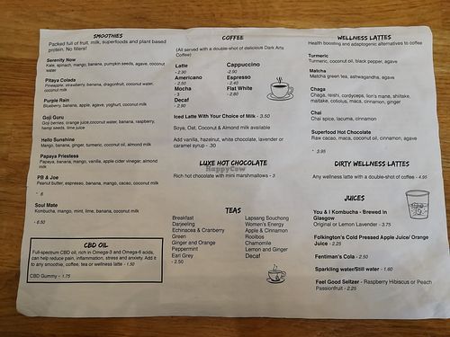 Drinks menu (Feb 2022) at Serenity Now in Glasgow