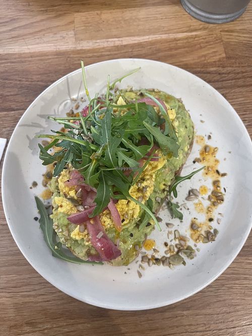 Avocado Toast with scrambled Tofu  at Serenity Now in Glasgow