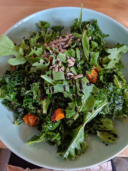 kale salad at Essential Vegan @ Ten to One Bar in North London