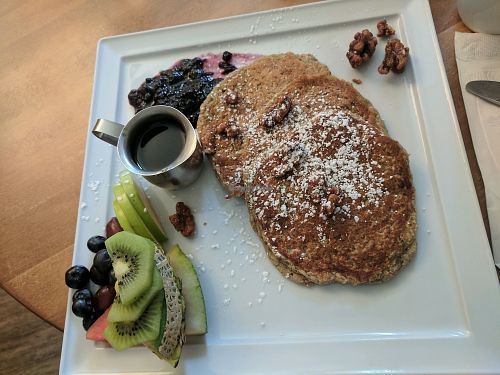 Vegan Banana Pancakes at The Mat's Diner - Family Restaurant in Calgary