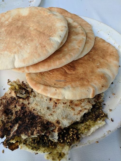 Pita bread and zatar bread at Naurah in Abu Ghosh