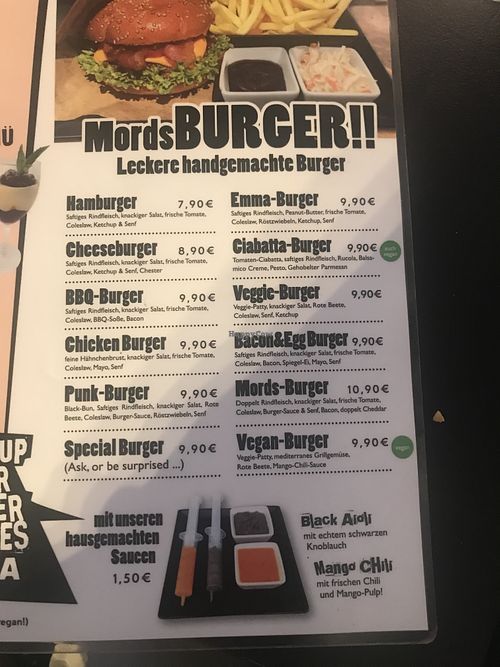 Vegan choices at Emma Cafe-Bar in Heidelberg