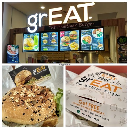 Zero Chloesterol Soy Burger  at grEAT in Central Singapore
