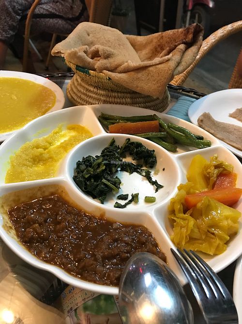 Vegan Combo at Sara Ethiopian Restaurant in Phnom Penh