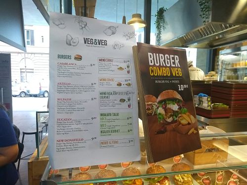 Their combination for 10euros : vegan burger + potatoes at Mercato Centrale Roma in Rome