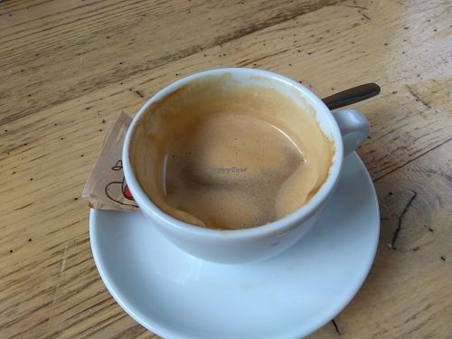 Cappuccino soia 2 euros (soy cappuccino) at the coffee stand at Mercato Centrale Roma in Rome