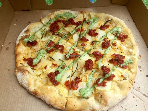 little leaf delicious “white” pizza  at Broadway Vegan Market in East London