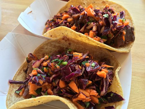 Overstuffed with goodness - jackfruit tacos at Vegetalien in Beacon