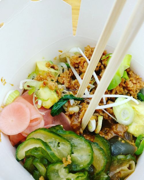 Half an half with gluten free rice noodles  at Fussy Chilesaurus in London