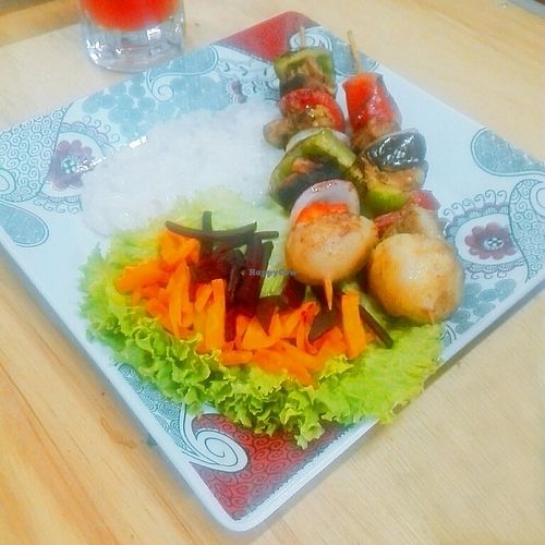 vegetable skewers at Agape Restaurante Vegetariano in Cochabamba