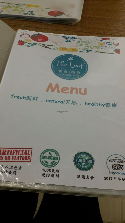menu at The Leaf - Bayan Baru in Penang