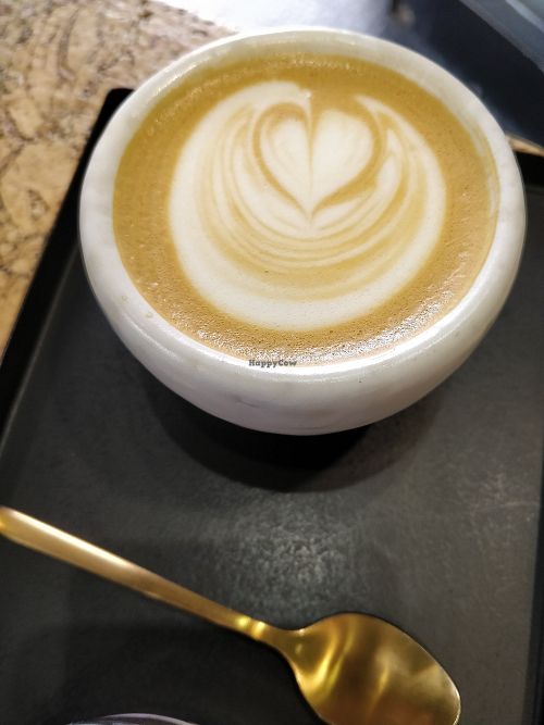 Coffee with quinoa milk at VanFruct Campineanu in Bucharest